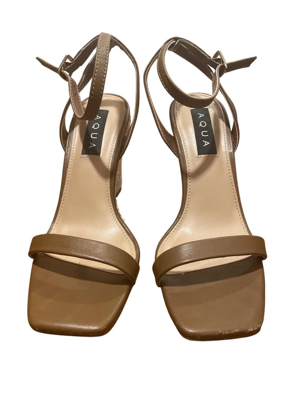 AQUA IZABL Brown Ankle-Strap Sandals
